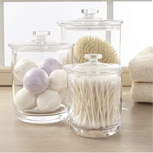 mDesign Glass Vanity Storage Organizer Apothecary Jar
