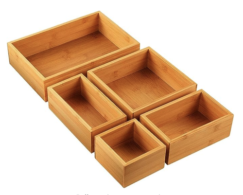 Pipishell 5-Piece Bamboo Drawer Organizer Set
